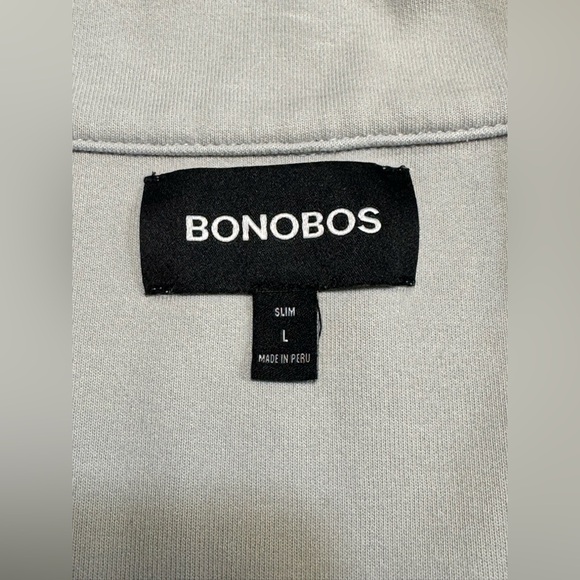 BONOBOS Men Size L Blue Quarter Zip Sweatshirt Long Sleeve Cotton Blend Slim Fit - Picture 3 of 7